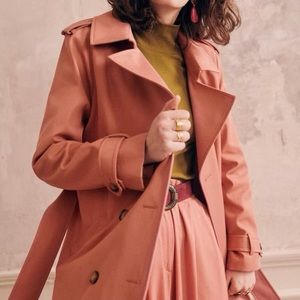 NWT Sezane Trench Coat Bois De Rose Sz 36